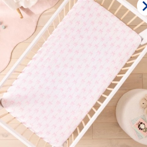 Beautiful Bow White Fitted Sheet 2pk (BASSINET)